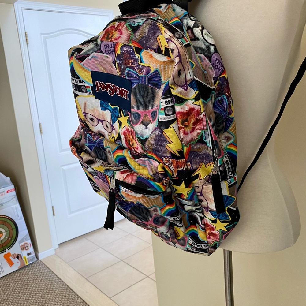 Jansport Multicolor Kitty Collage Backpack - Picture 3 of 5